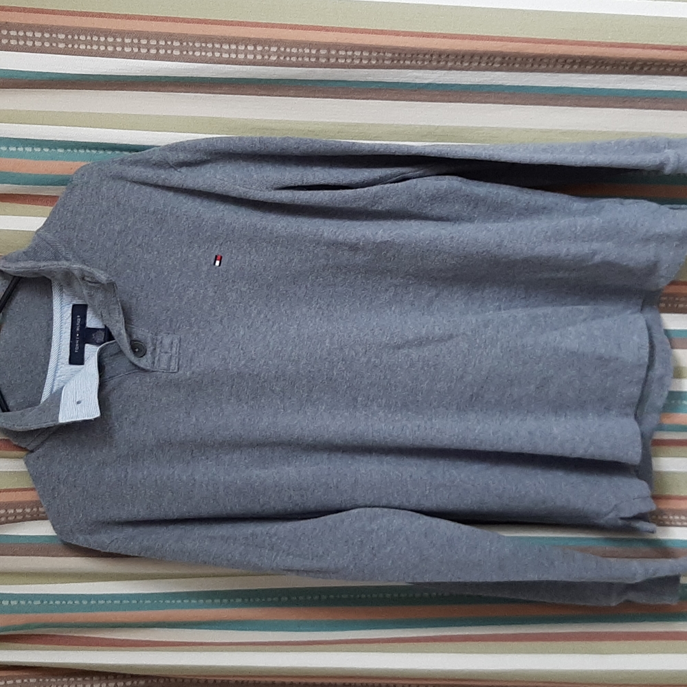 Men's Tommy Hilfiger Button Down Sweater - Grey - Size Large